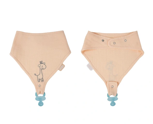 Babyjem Emzik Askılı Müslin Önlük Somon - Resim 3