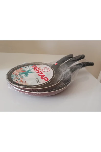 Mehtap 3'lü Tava Seti 18 + 22 + 26 Cm Bordo