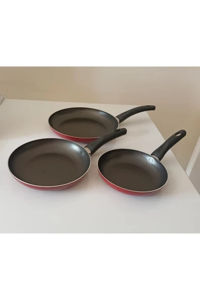 Mehtap 3'lü Tava Seti 18 + 22 + 26 Cm Bordo - 2
