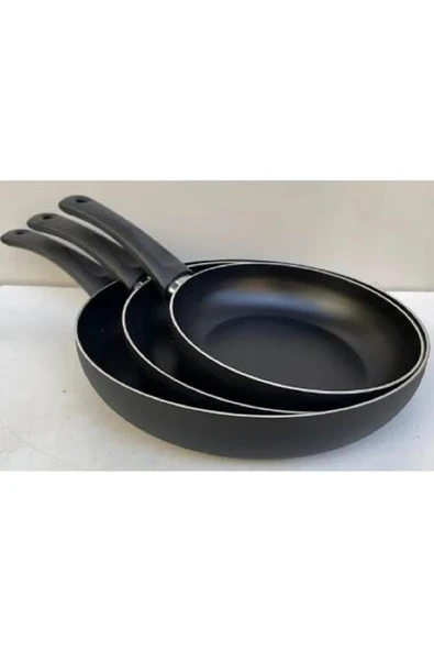 sobapark Teflon Tava Seti 16+20+24 Cm Mat Siyah Renk Teflon Tava Seti Yanmaz Yapışmaz 3'lü Teflon Tava Set - 6