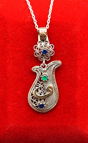 925 Ayar Kadın Oltu Taşı Kadın Kolye sk00090 ürün görseli 1