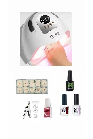 SUN X26 UV MAKİNA,KemikTips,Mxbon,TipsMakası,RubberBase,NonAcid,SuperShine SET - 1