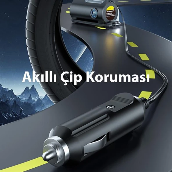 Ally ST-5523 LED Işıklı Taşınabilir Hava Pompası Kompresör Araç Lastik Şişirme Pompası - Resim 5