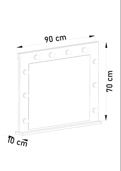 DF06101 Raflı Dekoratif Kulis Işıklı Duvar Aynası Makyaj Aynası - Resim 10