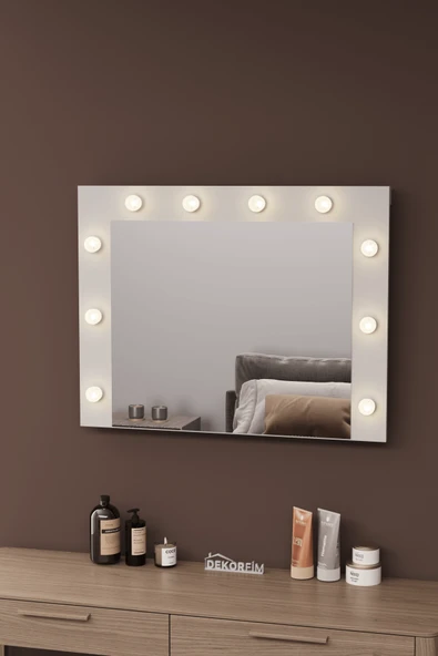 DF06101 Raflı Dekoratif Kulis Işıklı Duvar Aynası Makyaj Aynası - Resim 2