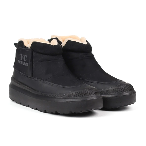 Kadın Siyah Günlük Kürklü Bot - Kalın Tabanlı, Fermuarlı - Resim 2