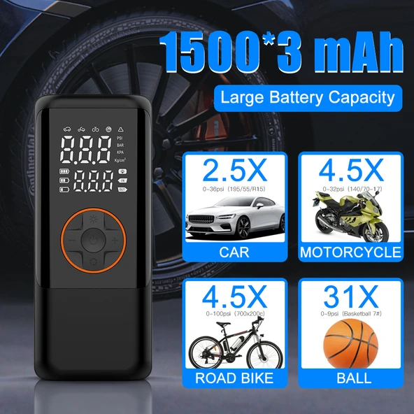 Dijital Ekran CZK-D02 Dijital Ekranlı Lastik Şişirme Hava Pompası - 2