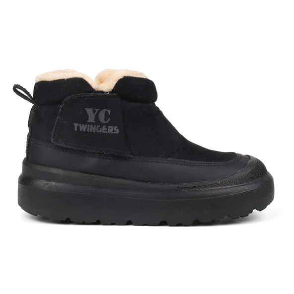 Kadın Siyah Günlük Kürklü Bot - Kalın Tabanlı, Fermuarlı - Resim 4