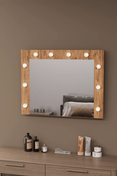 DF06101 Raflı Dekoratif Kulis Işıklı Duvar Aynası Makyaj Aynası - Resim 7