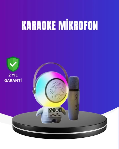 RGB Işıklı Astronot Bluetooth Hoparlör Karaoke Mikrofonlu ürün görseli 1