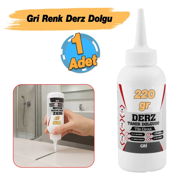 Gri Renk (220 Gr) Hazır Derz Dolgu Fayans Seramik Mermer Yer Duvar için Tamir Derz Yenileme Dolgusu - Resim 2