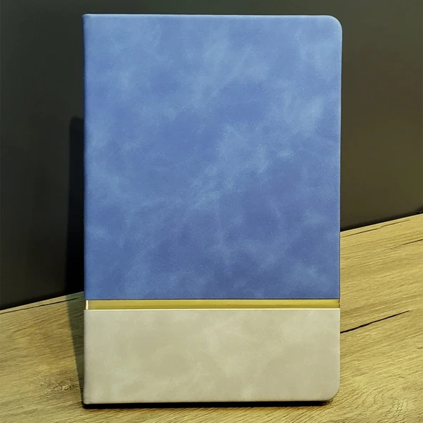 Desenli Gri Deri Defter