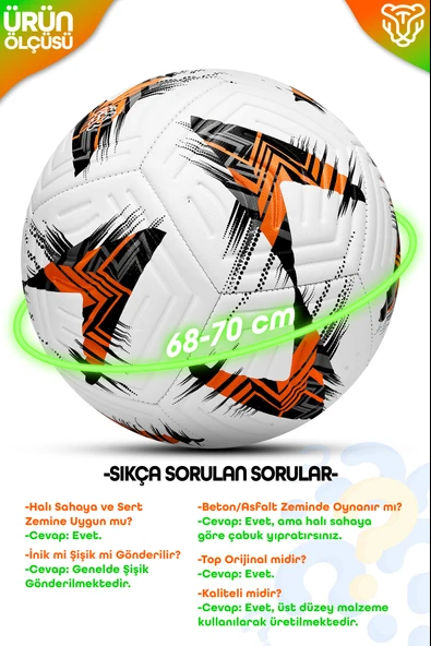 Profesyonel Futbol Topu 2025 Avrupa Pompalı Sert Zemin Halı Saha Futbol Topu No5 Turuncu 525 - Resim 4