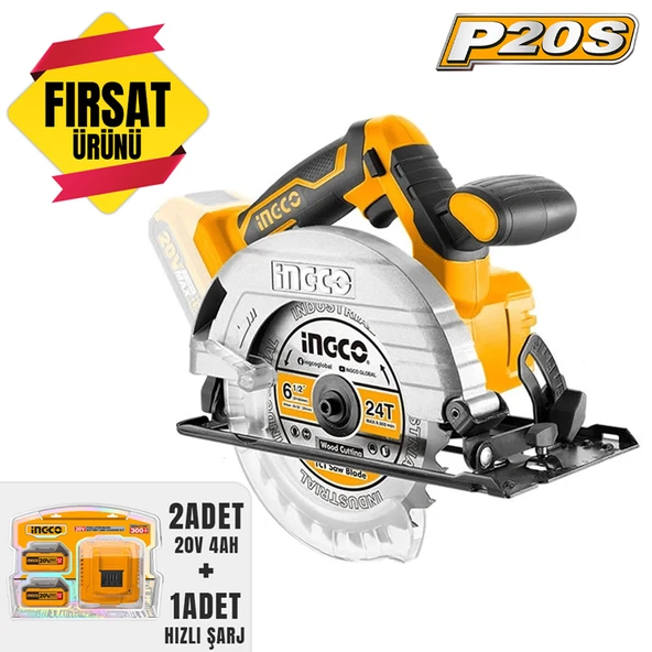 Li-ion Akülü Sunta Kesme 165mm 20V + Li-ion Akü ve Şarj Cihazı Seti 20V 4.AH (ING-FBCPK1424E) ürün görseli