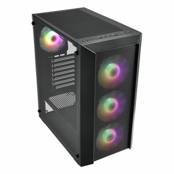 FSP CMT318 750W 80+ Bronz USB 3.2 ARGB eATX Full Tower Siyah Kasa - Resim 3