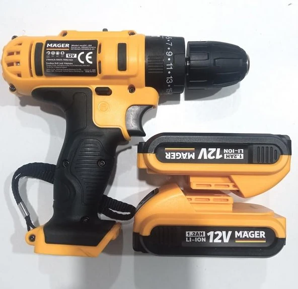 Mager 12V 1.2A  Çift Metal Şanzuman Çift Akülü Darbeli Matkap + 27 Parça Set - Resim 4