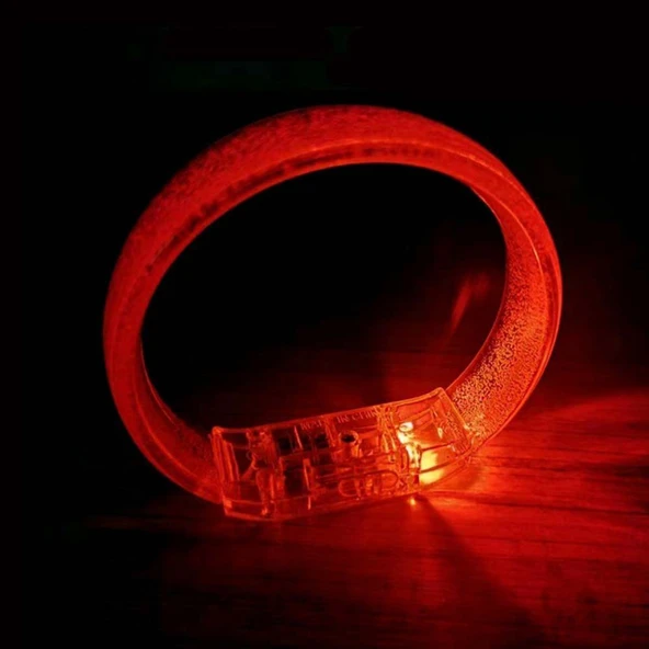 Kırmızı Led Işıklı Baskı Yapılabilen Pilli Bileklik Bilezik 1,5 cm Genişlik - 2