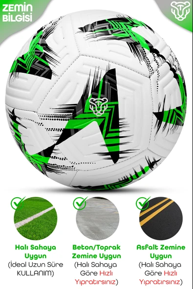 Profesyonel Futbol Topu 2025 Avrupa Pompalı Sert Zemin Halı Saha Futbol Topu No5 Yeşil 525 - Resim 5