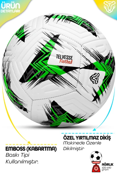 Profesyonel Futbol Topu 2025 Avrupa Pompalı Sert Zemin Halı Saha Futbol Topu No5 Yeşil 525 - Resim 2