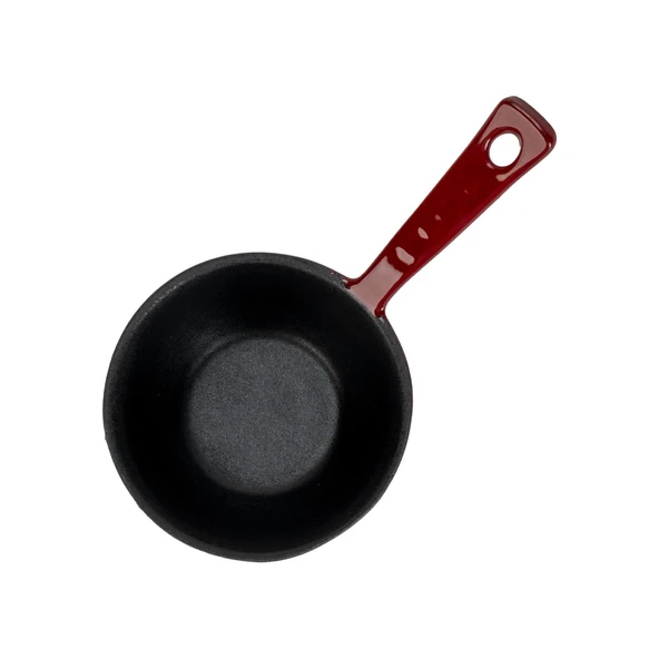 Lava Döküm Yuvarlak Sufle Sos Kabı Döküm Demir Yekpare Saplı Çap(Ø)7cm.-Bordo - 3