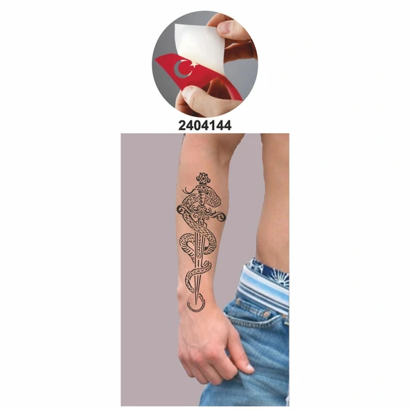 Kılıç Dragon Yılan Tattoo Geçici Dövme Şablonları Kına Kalıpları - Resim 2