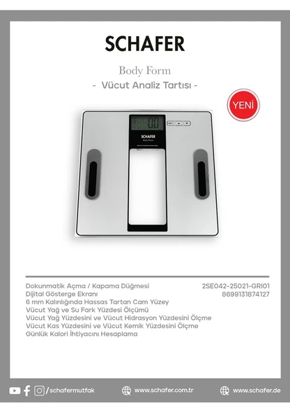 Schafer Body Form Vücut Analiz Tartısı Baskül - 2
