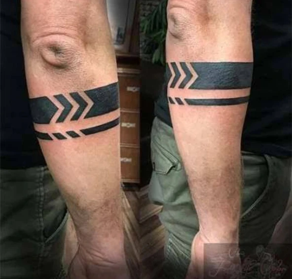 Kol Şerit Bant Çiftli  Tattoo Geçici Dövme Şablonları Kına Kalıpları - Resim 2