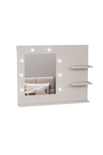 DF06103 Raflı Dekoratif Kulis Işıklı Duvar Aynası Makyaj Aynası - Resim 4