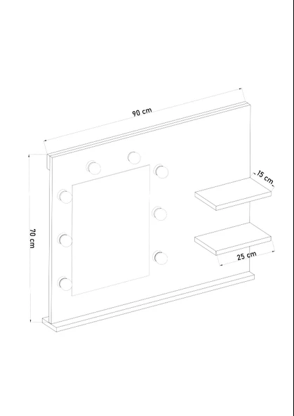DF06103 Raflı Dekoratif Kulis Işıklı Duvar Aynası Makyaj Aynası - Resim 9