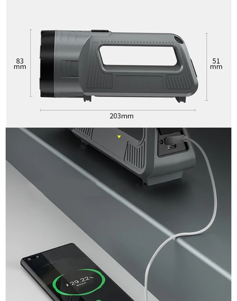 Güçlü Şarjlı Fener Masa Lambası - Resim 2