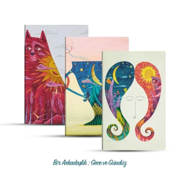 Üçlü Çizgisiz Defter Seti: Bir Arkadaşlık: Gece ve Gündüz ürün görseli