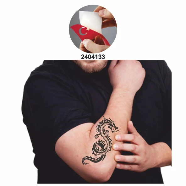 Anakonda Dragon Yılan Tattoo Geçici Dövme Şablonları Kına Kalıpları - Resim 2