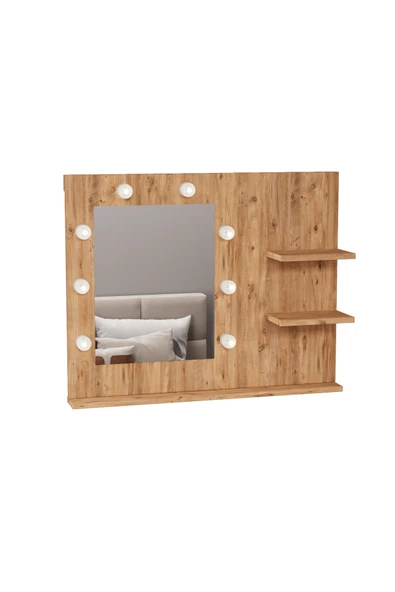 DF06103 Raflı Dekoratif Kulis Işıklı Duvar Aynası Makyaj Aynası - Resim 8