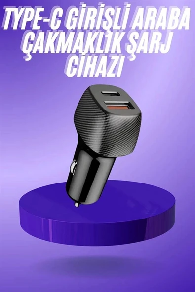 38W USB Type-C Girişli Oto Çakmaklık Araç İçi Hızlı Şarj Çakmaklık Şarj Aleti - Resim 2