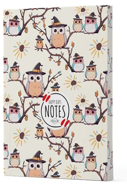 Baykuş 7 - Yan Boyamalı Çizgili Defter ürün görseli