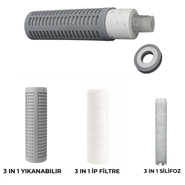 Daire Girişi Kireç Önleyici Tortu Filtreli 3 Özellikli Su Arıtma Filtresi 3 İN 1 İP FİLTRE