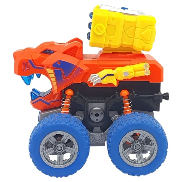 Sürtmeli Dinazor Araçlar - Sesli ve Işıklı - D500-19 - Turuncu - Resim 2