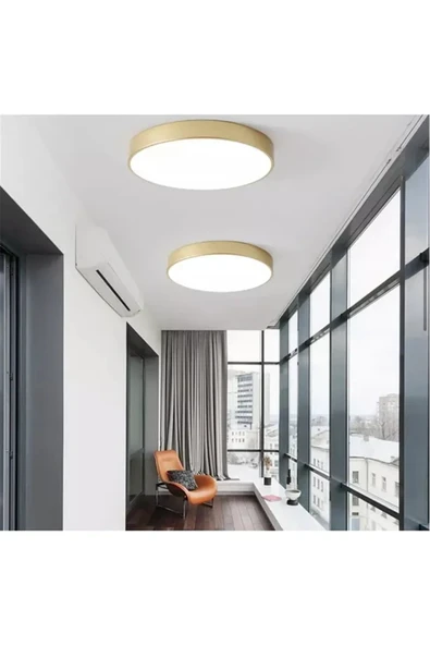 luxshome Mat Gold Sarı Tavana Sıfır Salon Mutfak Banyo Led Panel Avize Tavana Sıfır 6500k Buz Beyazı Işık ürün görseli