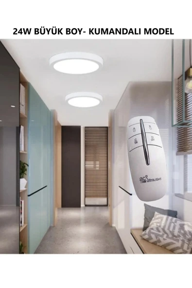 luxshome 24w Büyük Boy Metal Kasa Tavana Sıfır Led Panel Armatür Avize Uzaktan Kumandalı Model Beyaz Işık - Resim 2