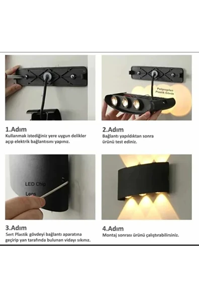 luxshome Pilli Haiti Çift Yön Led Aplik Elektriksiz Ledli Salon Duvar Dekoratif Aydınlatma 3200K Sarı Işık - Resim 4