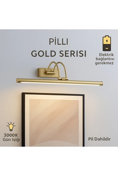 luxshome Pilli Gold Gün Işığı Salon Duvar Apliği Banyo Aydınlatma Ayna Üstü Led Tablo Aplik Loş Işık 3000K - Resim 4