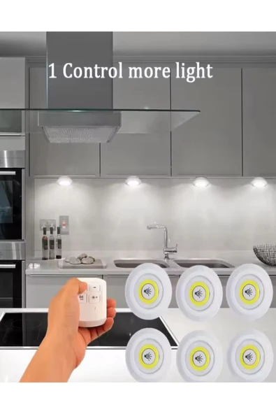 Voxify Masa Lambası Mutfak Tezgah Altı Banyo Dolabı Dolap İçi Kablosuz 3Lü Kumandalı Ve Pilli Led Işık - 4