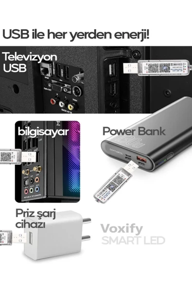 Voxify Tv Arkası 10 Metre Bluetooth Telefon Kontrollü Smart Ambiance Sese Duyarlı Kumandalı Şerit Led Işık - Resim 4