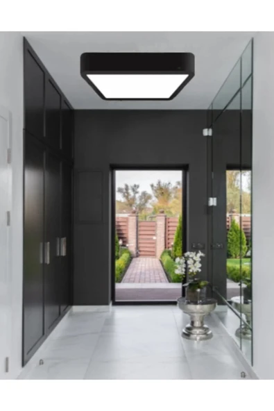 luxshome 30x30 Cm Siyah Kasa Büyük Boy Kare Tavana Sıfır Led Armatür Plofenyer Avize Beyaz Işık ürün görseli