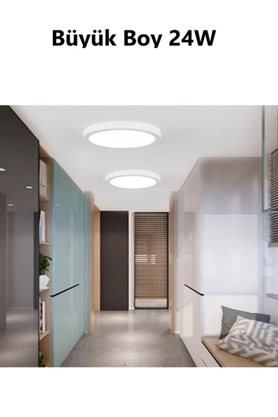 Viesteknoloji Büyük Boy 24w Aydınlatma Tavan Glop Tavan Armatürü Balkon Banyo Lambası Led 6500k Beyaz ürün görseli