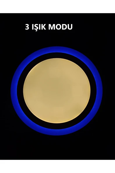 luxshome Çift Renkli 18 6 W Led Panel Sıva Üstü Yuvarlak Spot Armatür Gün Işığı Mavi - Resim 2