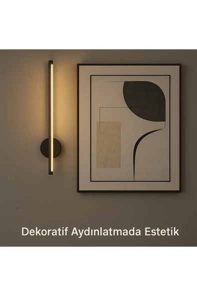 luxshome Kılıç Modern Pilli Aplik Tak Çalıştır Kablosuz Ledli Aplik Pil Dahildir 35cm Siyah Kasa - Sarı Işık - Resim 2