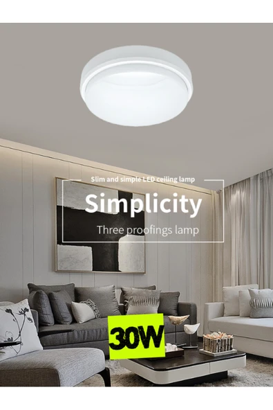 luxshome Modern 30W Yuvarlak LED Tavan Işığı, Bölme Lambası, Salon, Balkon, Koridor, Banyo Aydınlatma 6500K ürün görseli
