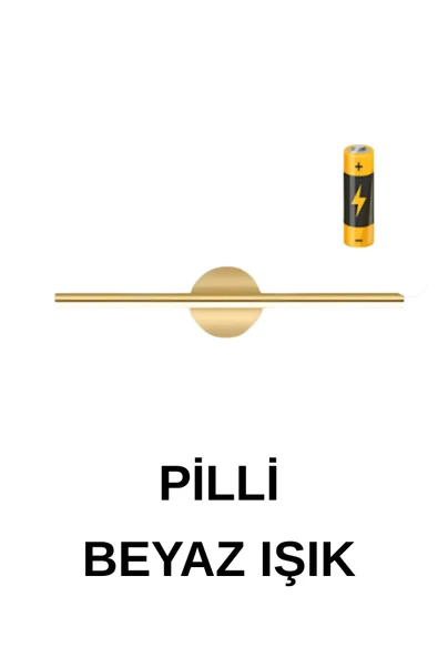 luxshome Modern Kablosuz Tak Çalıştır Ledli Pilli Aplik Banyo Tablo Ayna Aydınlatma Eskitme Gold Pil Dahildir ürün görseli