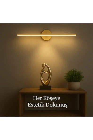 luxshome Modern Kablosuz Tak Çalıştır Ledli Pilli Aplik Banyo Tablo Ayna Aydınlatma Eskitme Gold Pil Dahildir